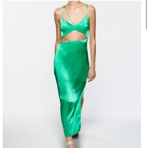 Zara Asymmetric satin effect dress